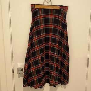 Red pleated checkered skirt
